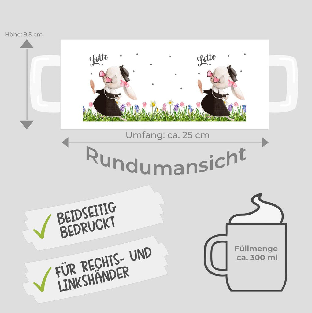 Keramik Tasse Eine feine kleine Hasendame mit Wunschname - von Mikalino