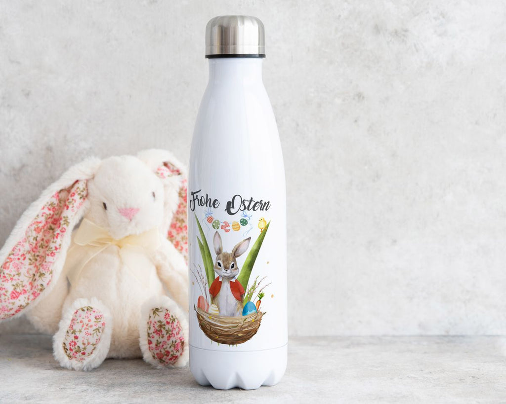 Thermo Trinkflasche Frohe Ostern Hase im Körbchen - von Mikalino