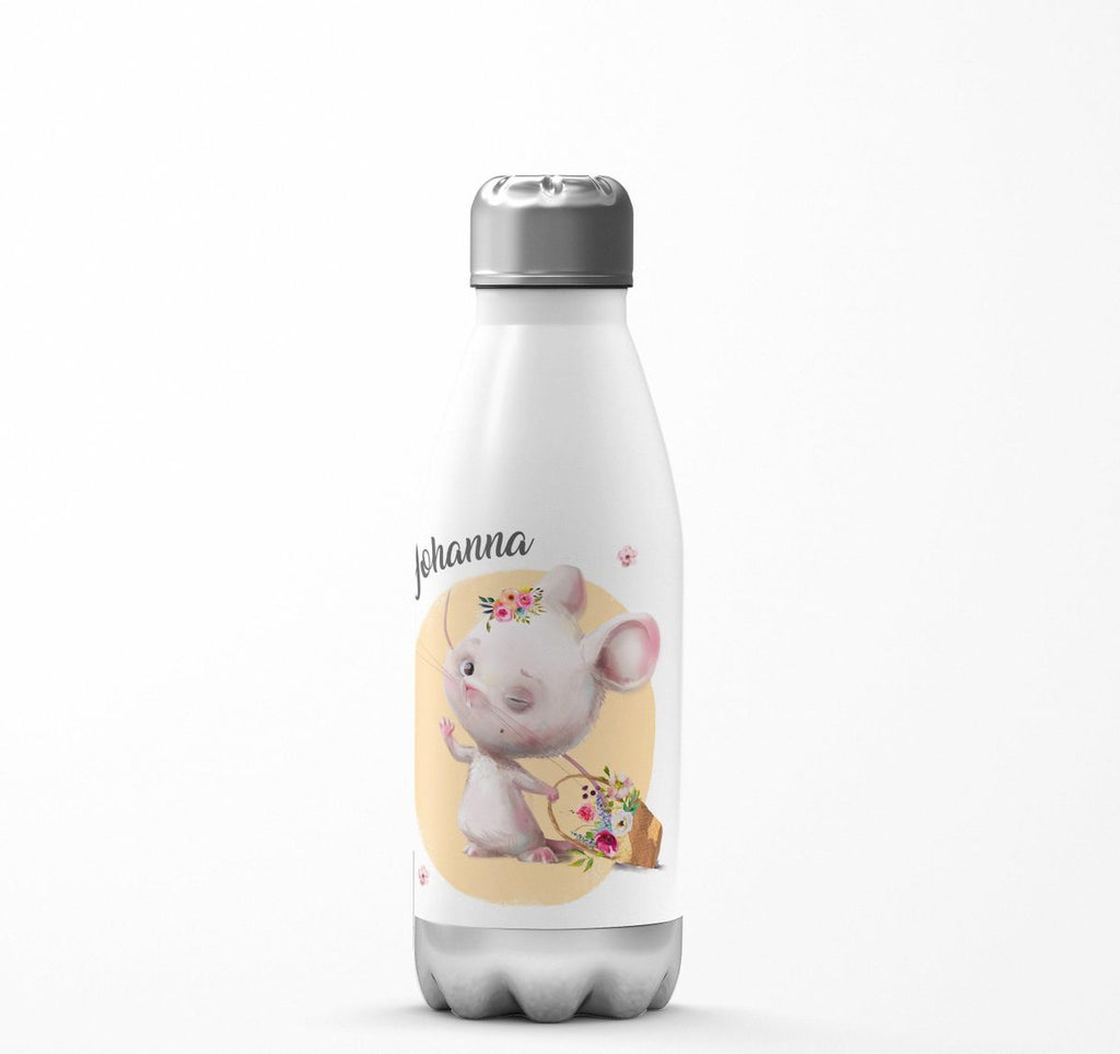 Thermo Trinkflasche Winkende süße Maus mit Wunschname - von Mikalino