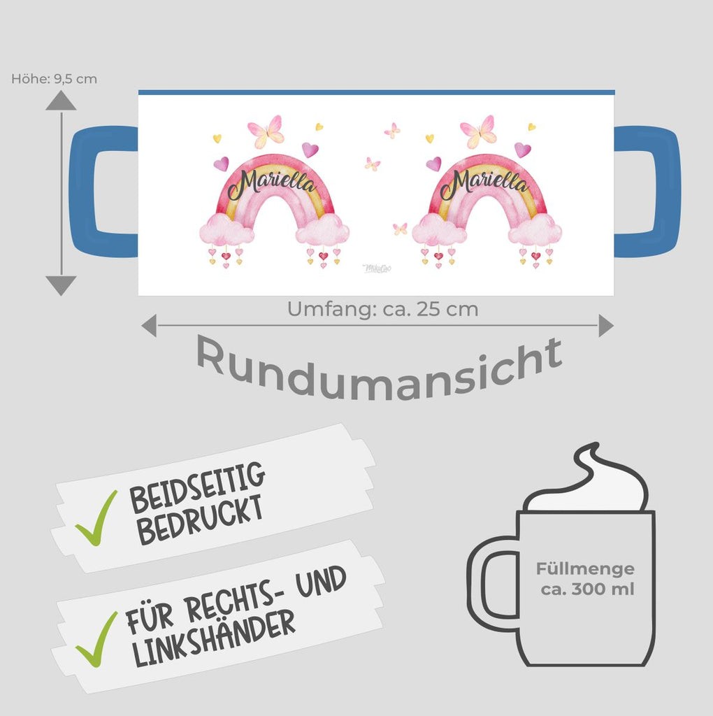 Keramik Tasse Wunderschöner Regenbogen mit Wunschname - von Mikalino