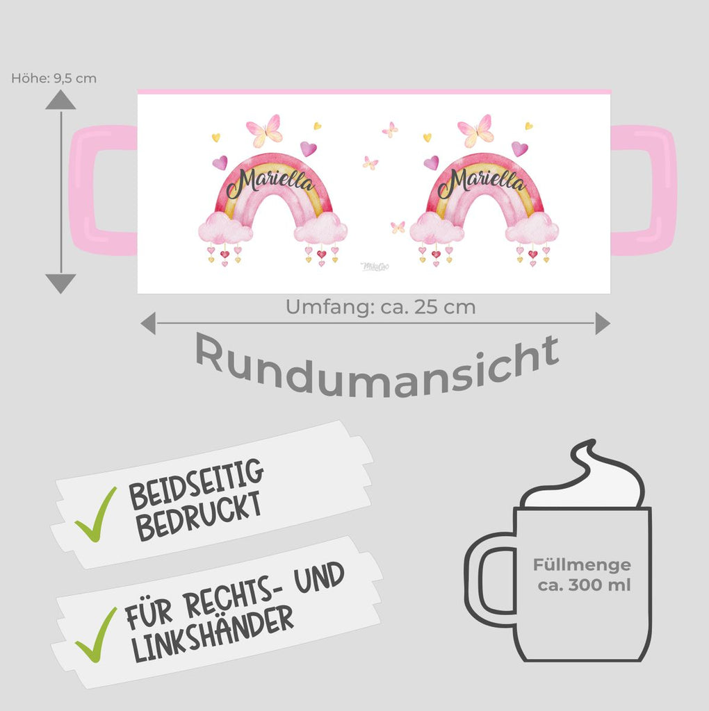 Keramik Tasse Wunderschöner Regenbogen mit Wunschname - von Mikalino