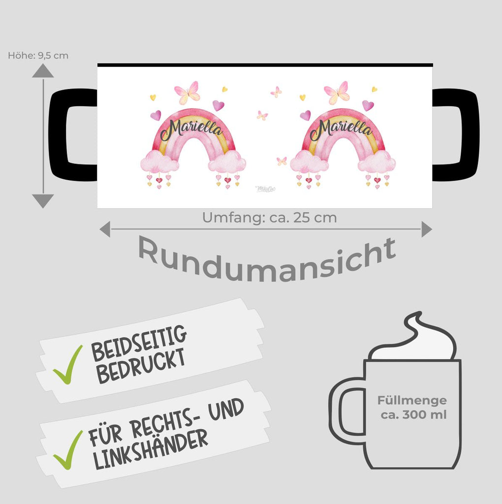 Keramik Tasse Wunderschöner Regenbogen mit Wunschname - von Mikalino