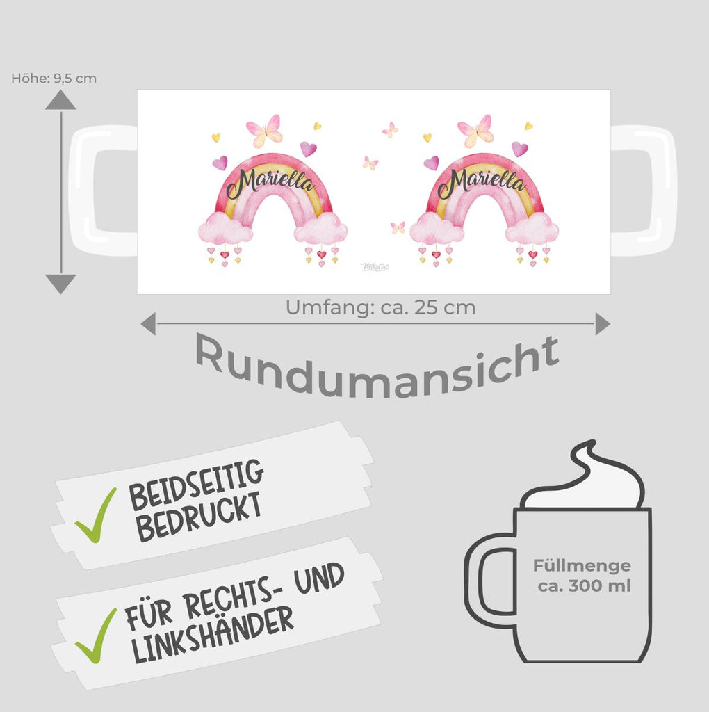 Keramik Tasse Wunderschöner Regenbogen mit Wunschname - von Mikalino