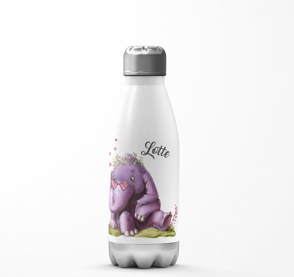 Thermo Trinkflasche Niedlicher Elefant mit Maus und Wunschname - von Mikalino