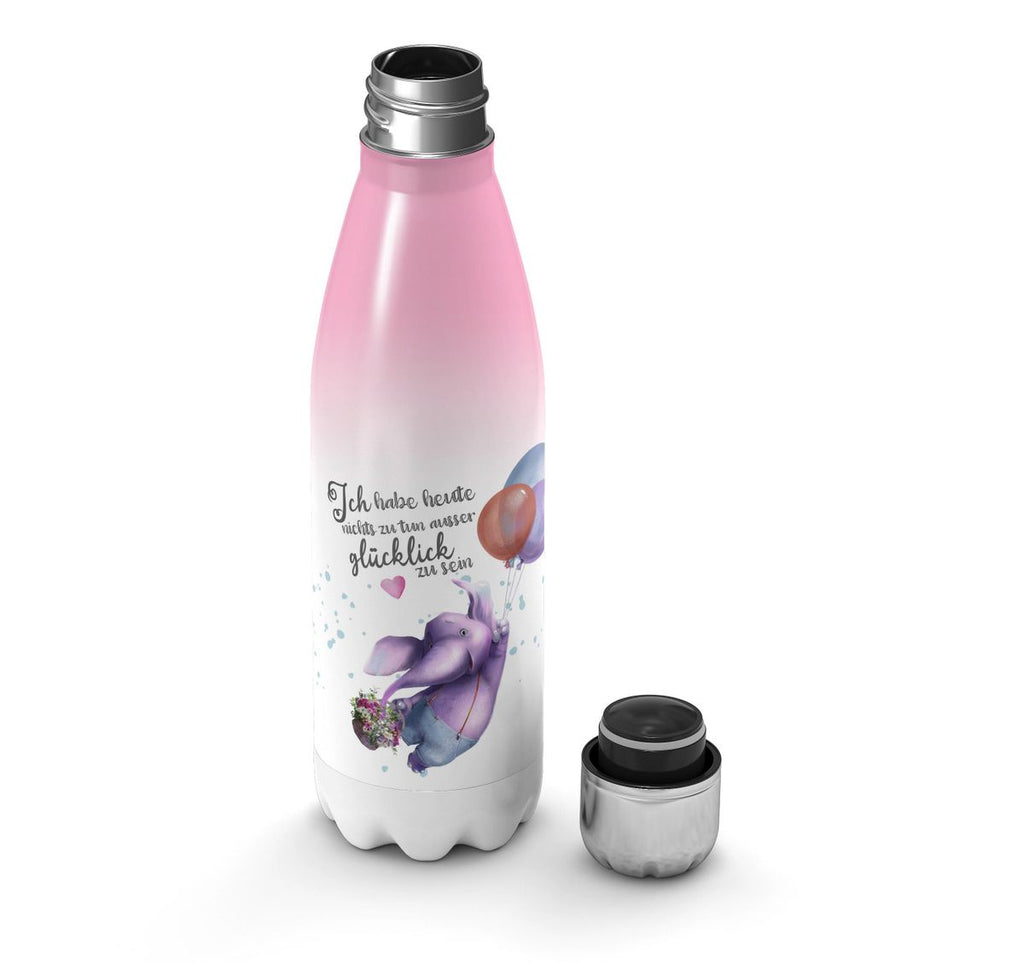 Thermo Trinkflasche Ich habe heute nichts zu tun, ausser glücklich zu sein Elefant Luftballon - von Mikalino