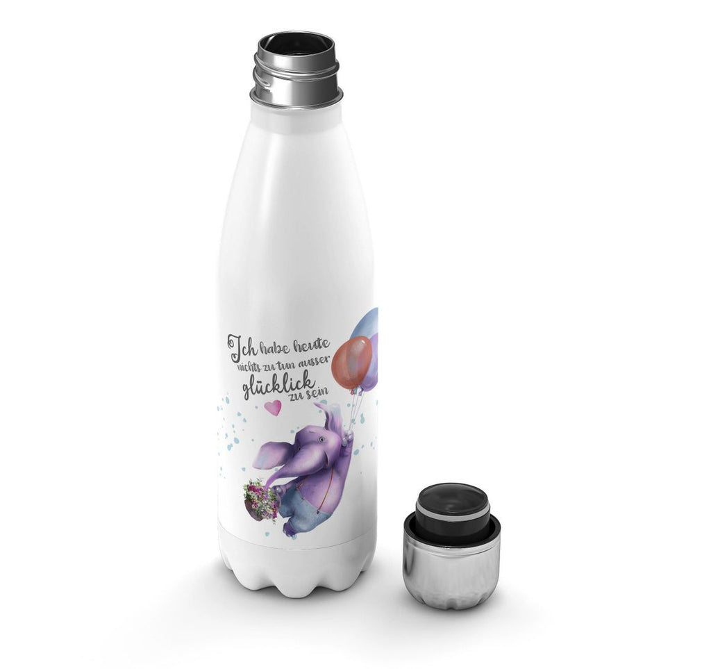 Thermo Trinkflasche Ich habe heute nichts zu tun, ausser glücklich zu sein Elefant Luftballon - von Mikalino