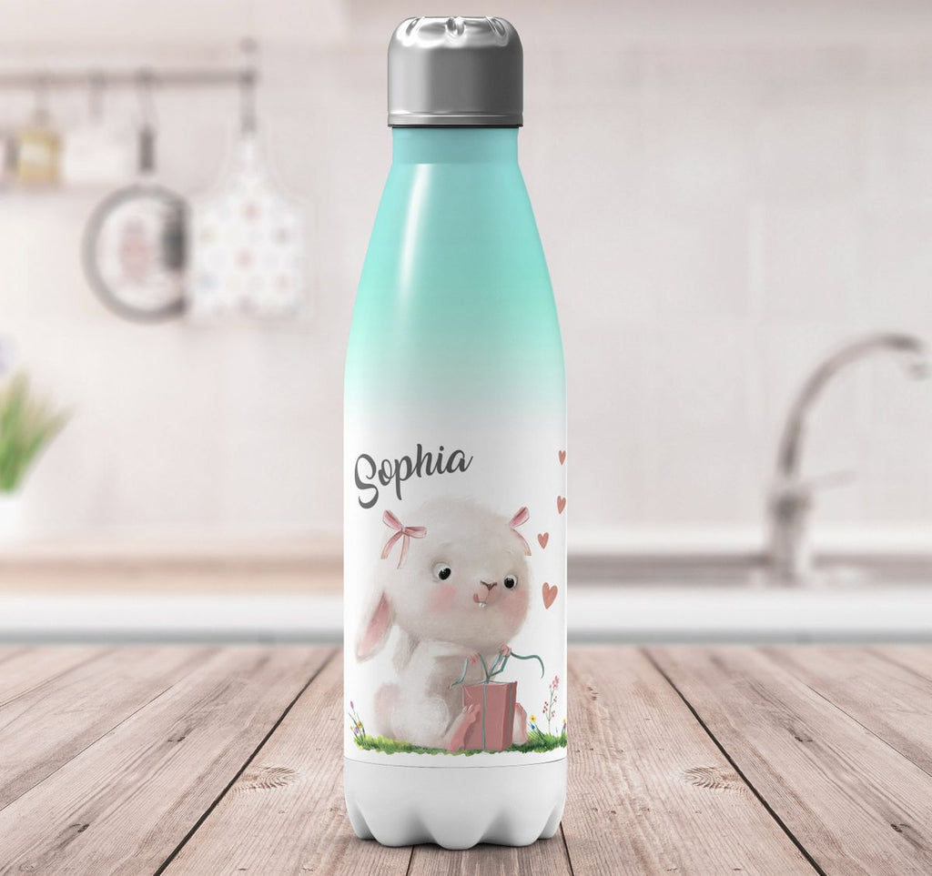 Thermo Trinkflasche Niedlicher Hase mit Geschenk und Wunschname - von Mikalino