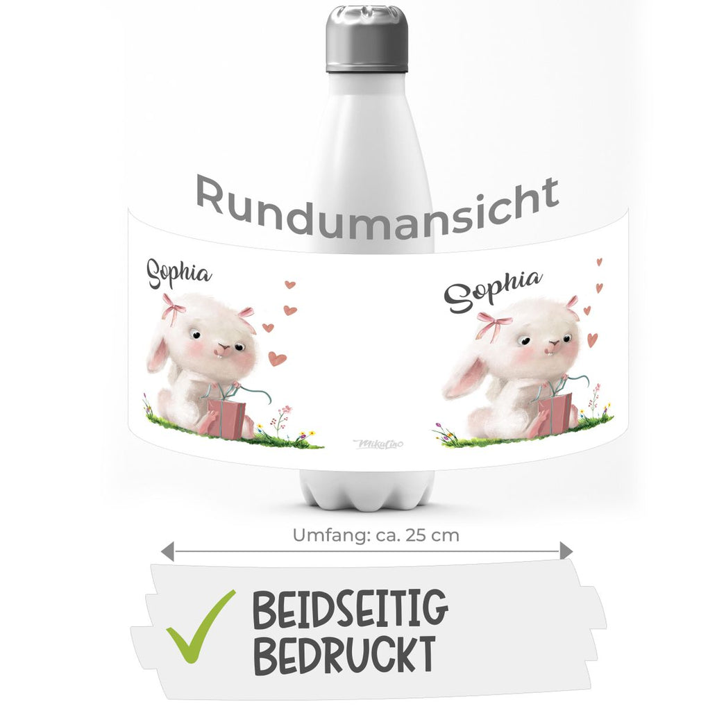 Thermo Trinkflasche Niedlicher Hase mit Geschenk und Wunschname - von Mikalino