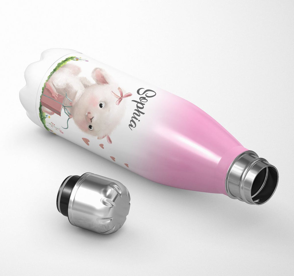 Thermo Trinkflasche Niedlicher Hase mit Geschenk und Wunschname - von Mikalino