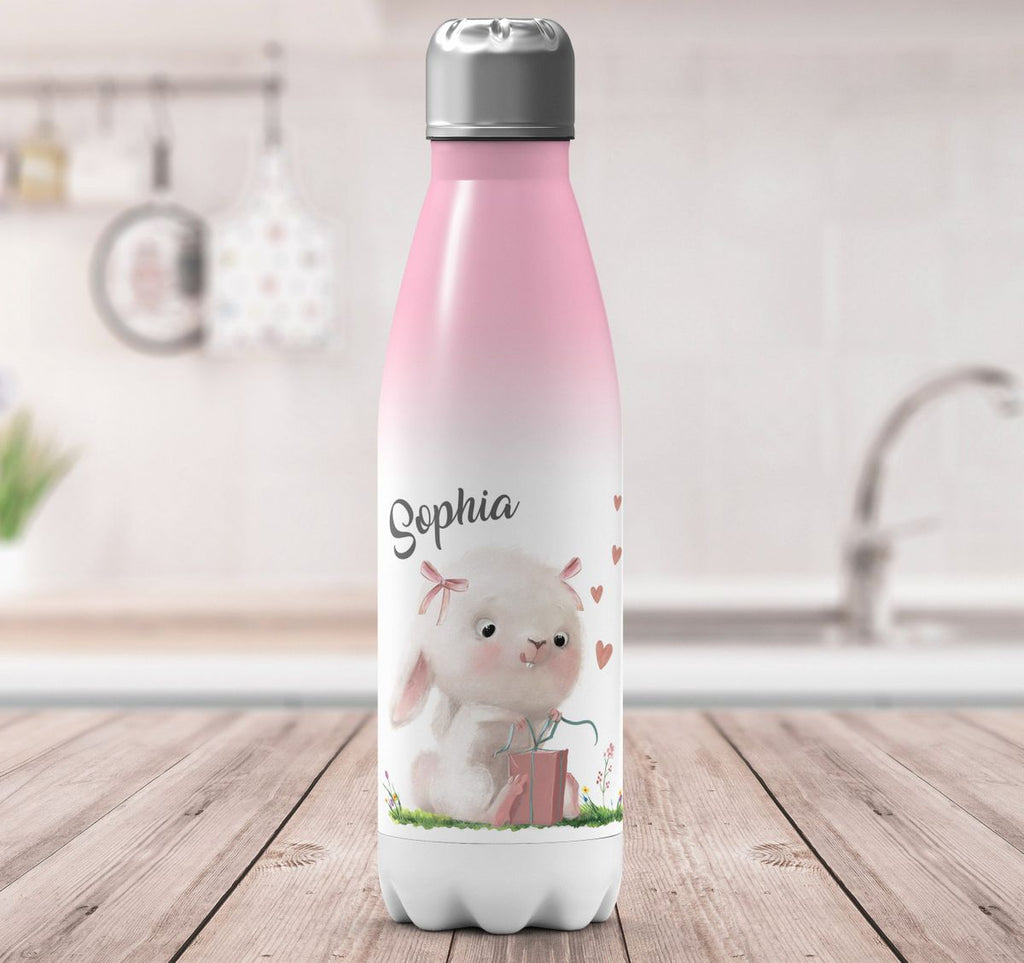 Thermo Trinkflasche Niedlicher Hase mit Geschenk und Wunschname - von Mikalino