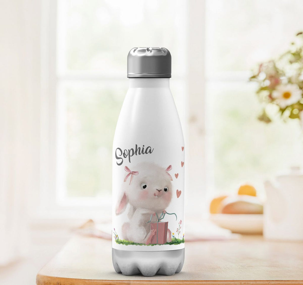 Thermo Trinkflasche Niedlicher Hase mit Geschenk und Wunschname - von Mikalino