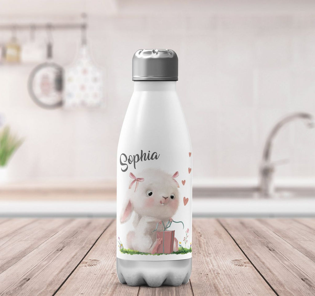 Thermo Trinkflasche Niedlicher Hase mit Geschenk und Wunschname - von Mikalino