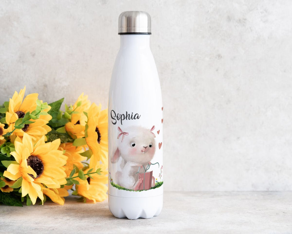 Thermo Trinkflasche Niedlicher Hase mit Geschenk und Wunschname - von Mikalino