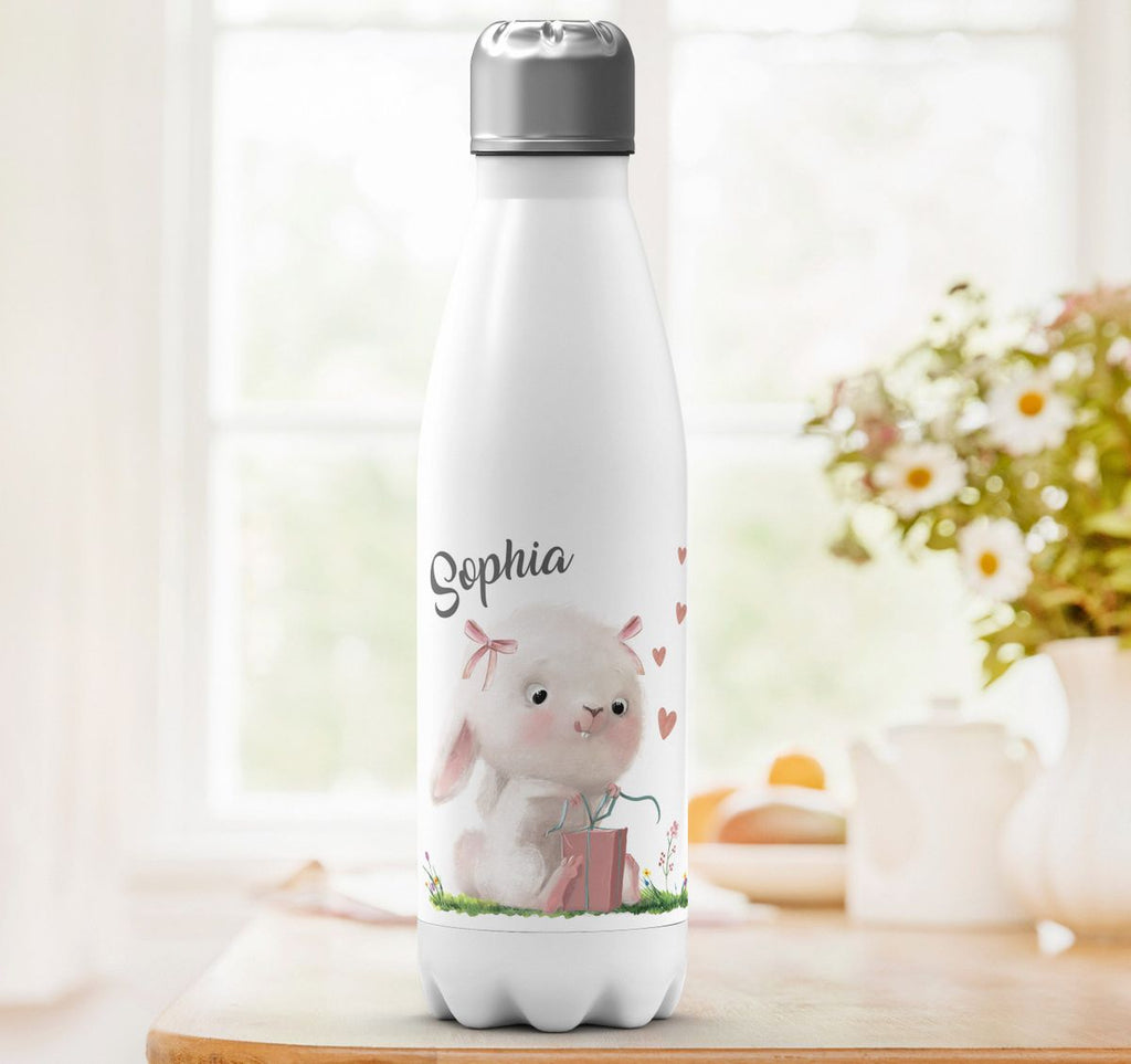 Thermo Trinkflasche Niedlicher Hase mit Geschenk und Wunschname - von Mikalino