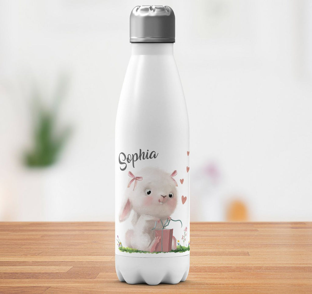 Thermo Trinkflasche Niedlicher Hase mit Geschenk und Wunschname - von Mikalino