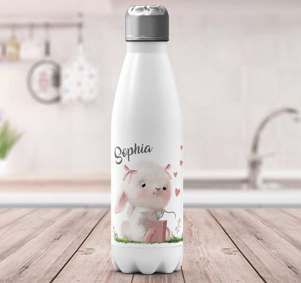 Thermo Trinkflasche Niedlicher Hase mit Geschenk und Wunschname - von Mikalino