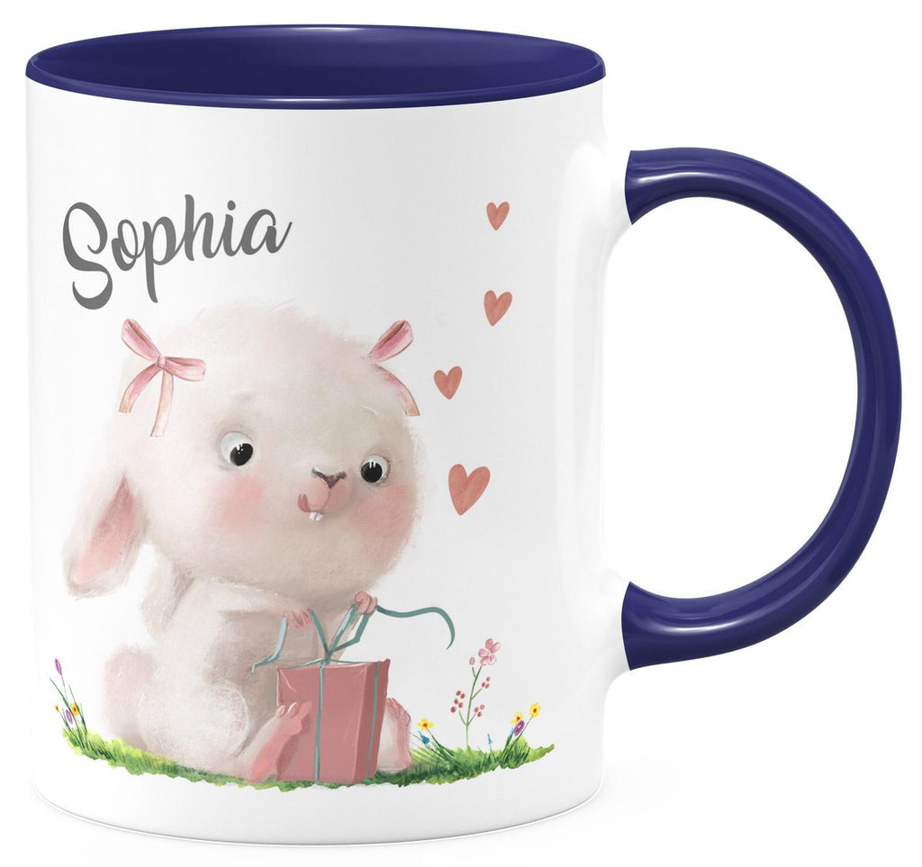 Keramik Tasse Niedlicher Hase mit Geschenk und Wunschname - von Mikalino