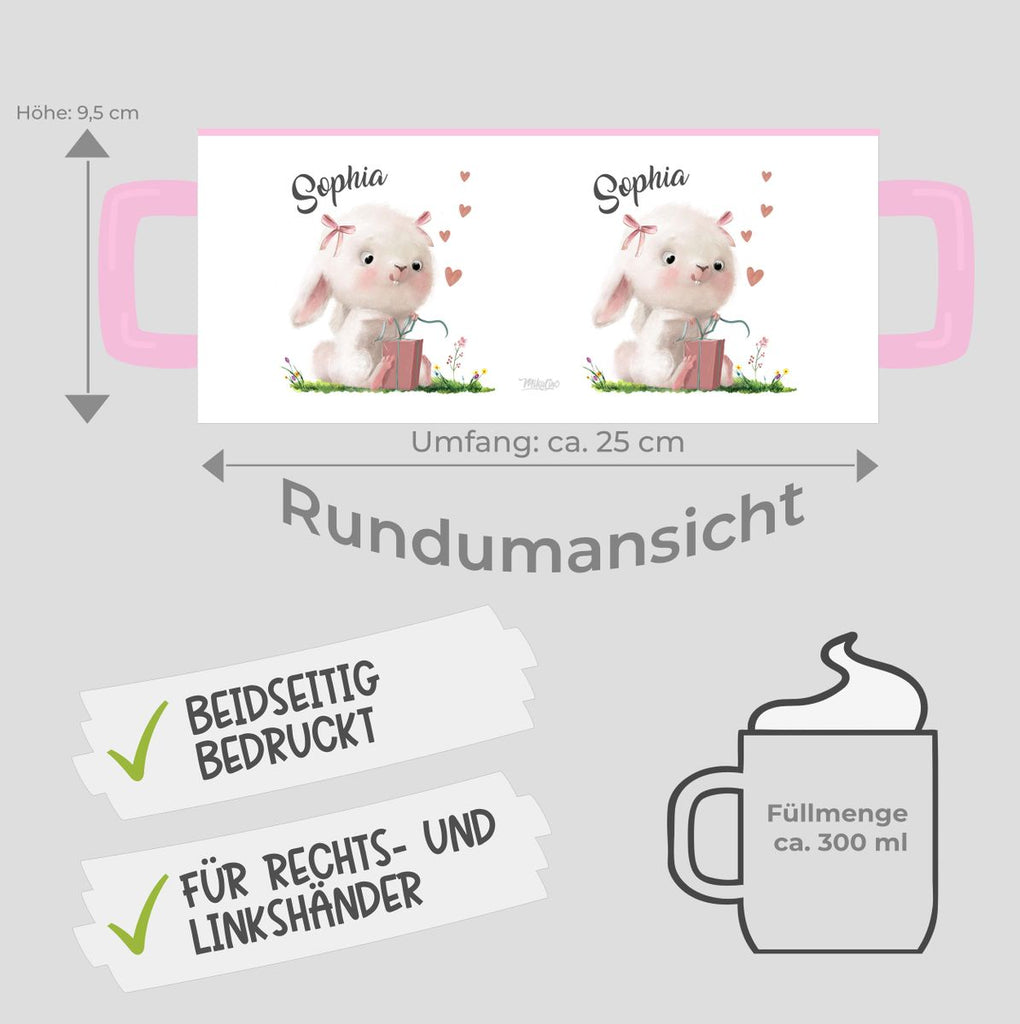 Keramik Tasse Niedlicher Hase mit Geschenk und Wunschname - von Mikalino