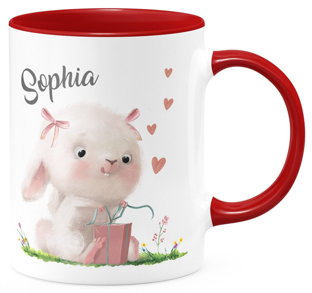 Keramik Tasse Niedlicher Hase mit Geschenk und Wunschname - von Mikalino