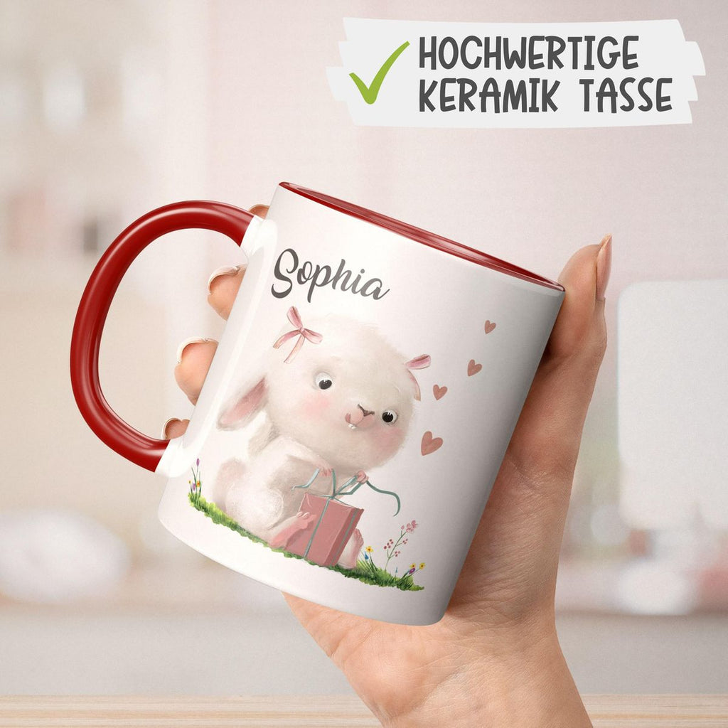 Keramik Tasse Niedlicher Hase mit Geschenk und Wunschname - von Mikalino