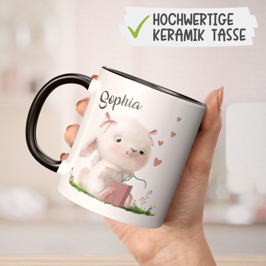 Keramik Tasse Niedlicher Hase mit Geschenk und Wunschname - von Mikalino