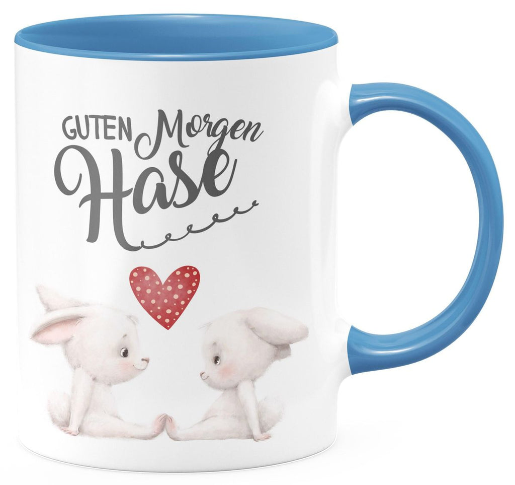 Keramik Tasse Guten Morgen Hase mit zwei süßen Häschen - von Mikalino