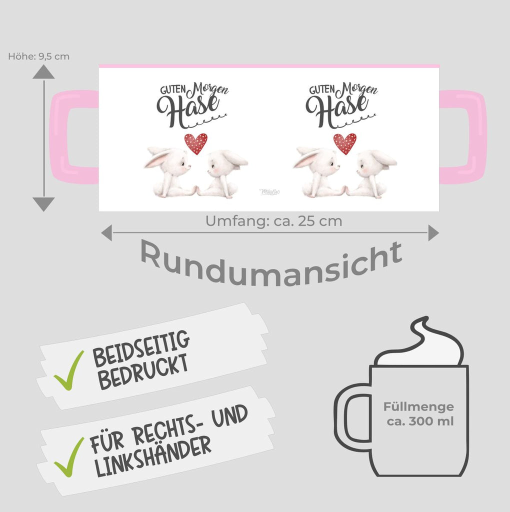 Keramik Tasse Guten Morgen Hase mit zwei süßen Häschen - von Mikalino