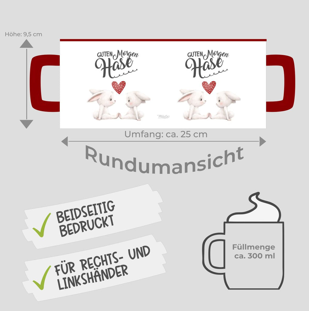 Keramik Tasse Guten Morgen Hase mit zwei süßen Häschen - von Mikalino