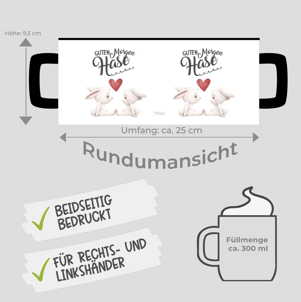 Keramik Tasse Guten Morgen Hase mit zwei süßen Häschen - von Mikalino