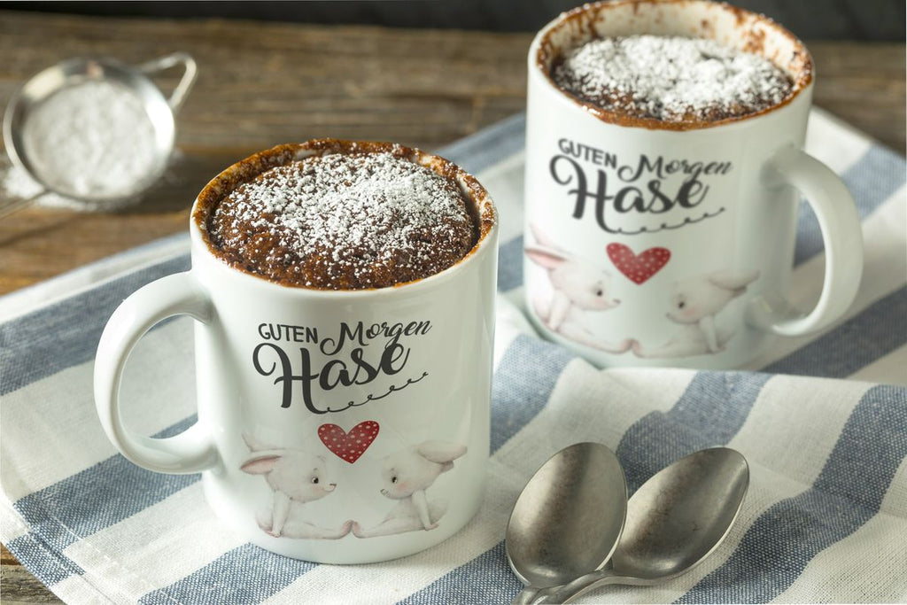 Keramik Tasse Guten Morgen Hase mit zwei süßen Häschen - von Mikalino