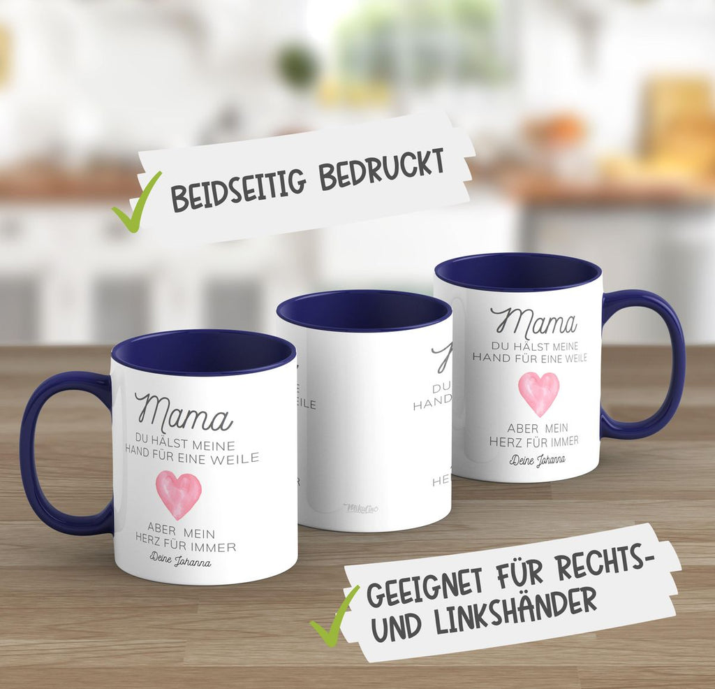 Keramik Tasse Mama, du hältst meine Hand für eine Weile, aber mein Herz für immer mit Wunschname - von Mikalino