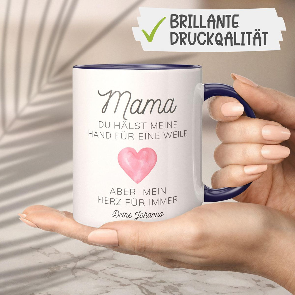 Keramik Tasse Mama, du hältst meine Hand für eine Weile, aber mein Herz für immer mit Wunschname - von Mikalino