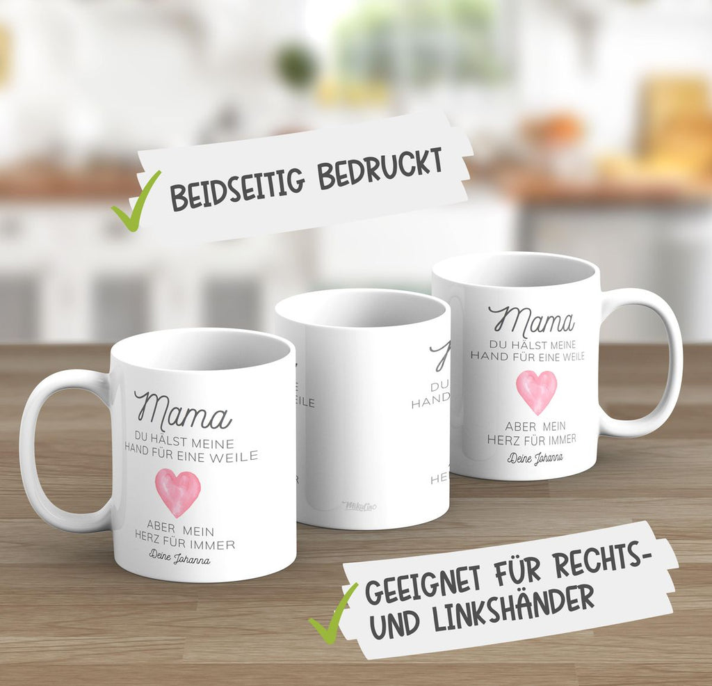 Keramik Tasse Mama, du hältst meine Hand für eine Weile, aber mein Herz für immer mit Wunschname - von Mikalino