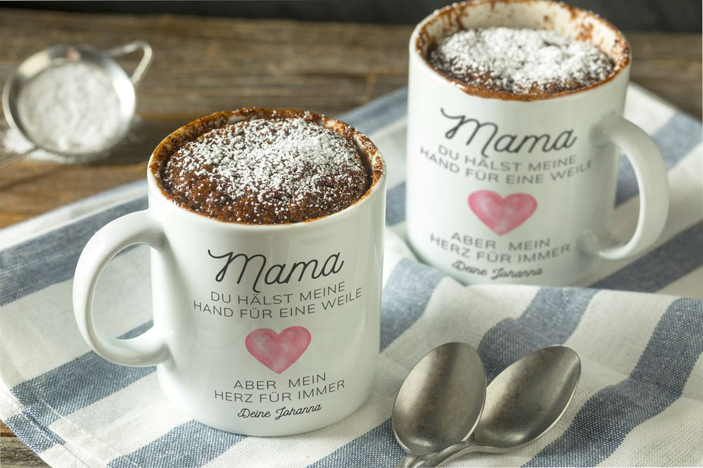 Keramik Tasse Mama, du hältst meine Hand für eine Weile, aber mein Herz für immer mit Wunschname - von Mikalino