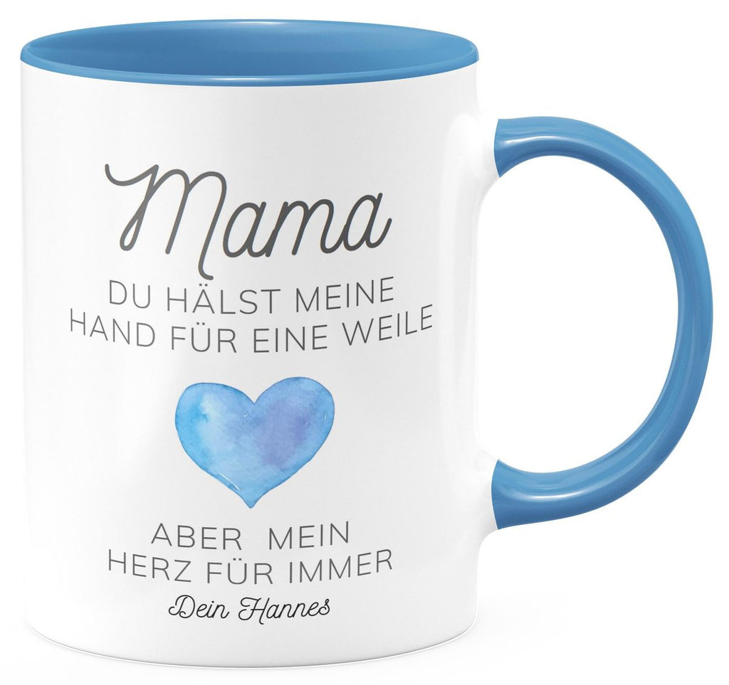 Keramik Tasse Mama, du hältst meine Hand für eine Weile, aber mein Herz für immer mit Wunschname - von Mikalino