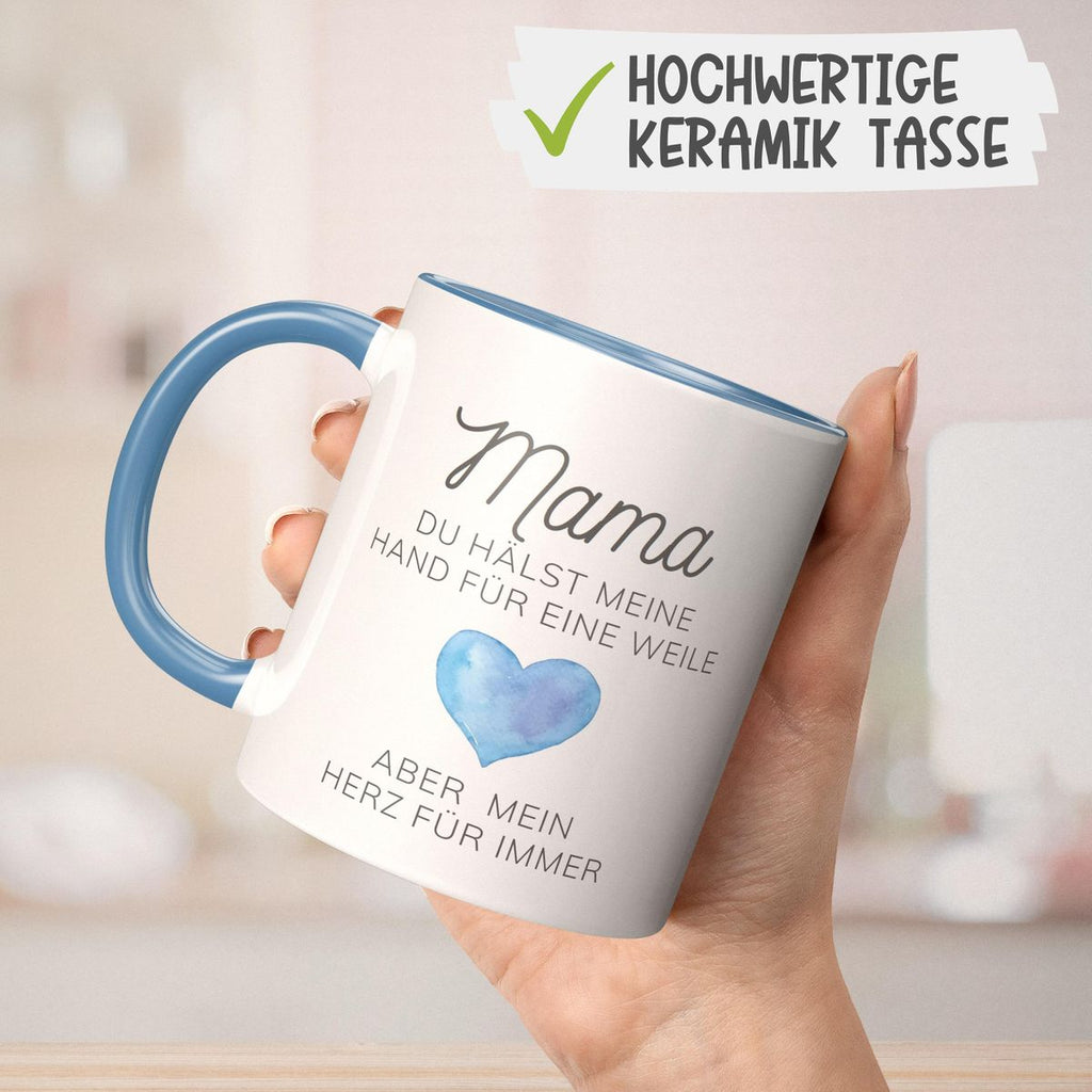 Keramik Tasse Mama, du hälst meine Hand für eine Weile, aber mein Herz für immer - von Mikalino