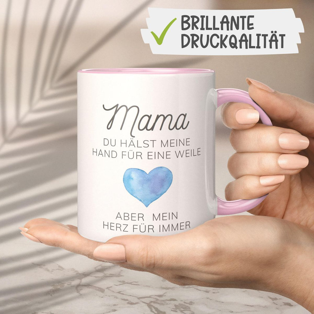 Keramik Tasse Mama, du hälst meine Hand für eine Weile, aber mein Herz für immer - von Mikalino