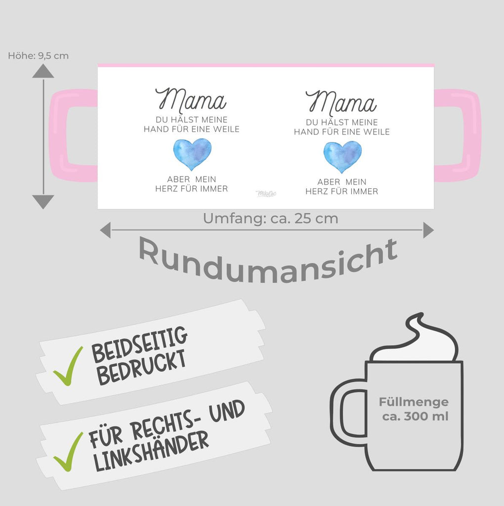 Keramik Tasse Mama, du hälst meine Hand für eine Weile, aber mein Herz für immer - von Mikalino