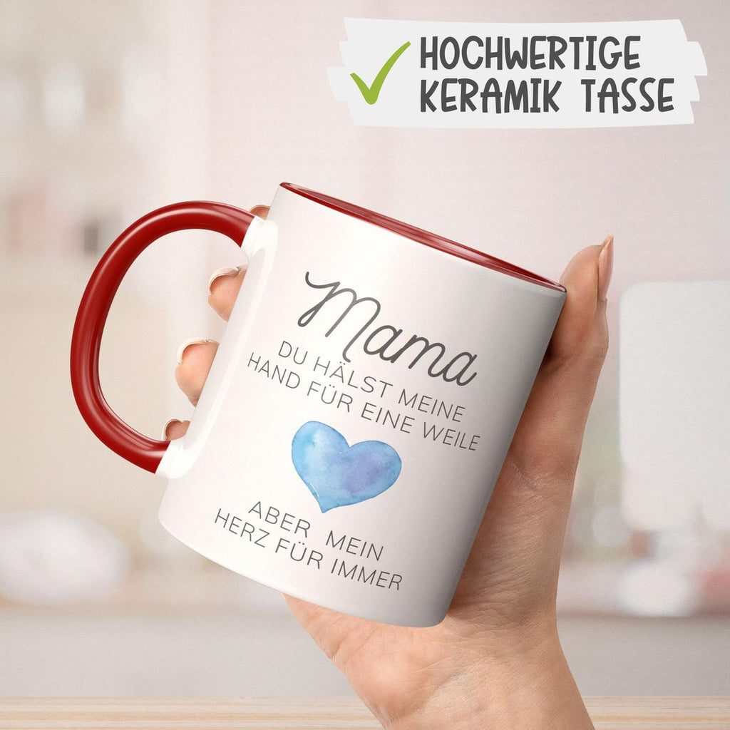 Keramik Tasse Mama, du hälst meine Hand für eine Weile, aber mein Herz für immer - von Mikalino