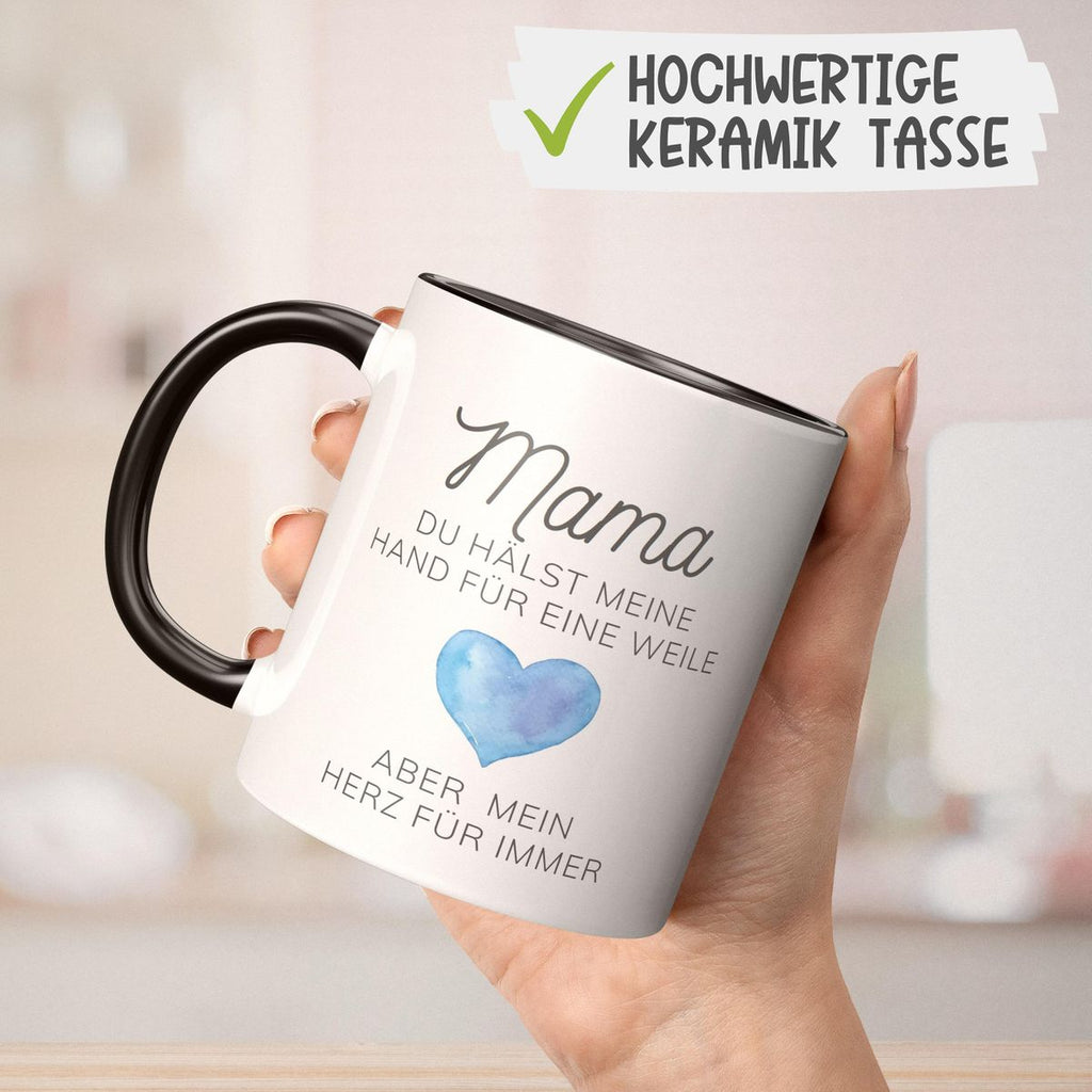 Keramik Tasse Mama, du hälst meine Hand für eine Weile, aber mein Herz für immer - von Mikalino