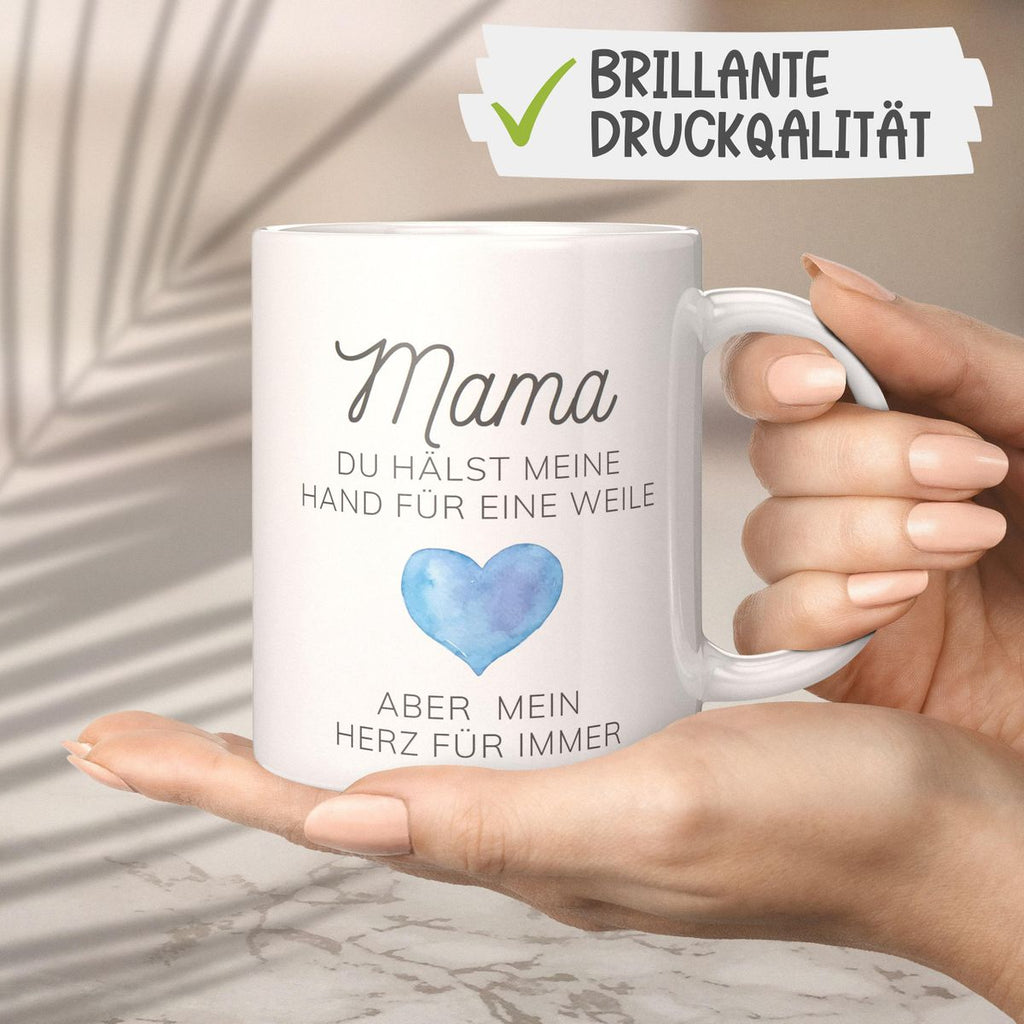 Keramik Tasse Mama, du hälst meine Hand für eine Weile, aber mein Herz für immer - von Mikalino