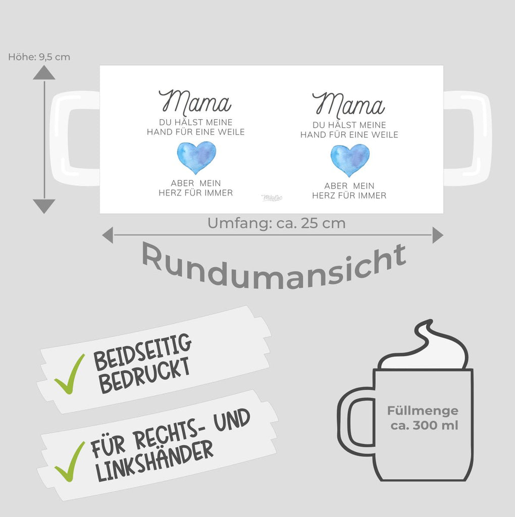 Keramik Tasse Mama, du hälst meine Hand für eine Weile, aber mein Herz für immer - von Mikalino