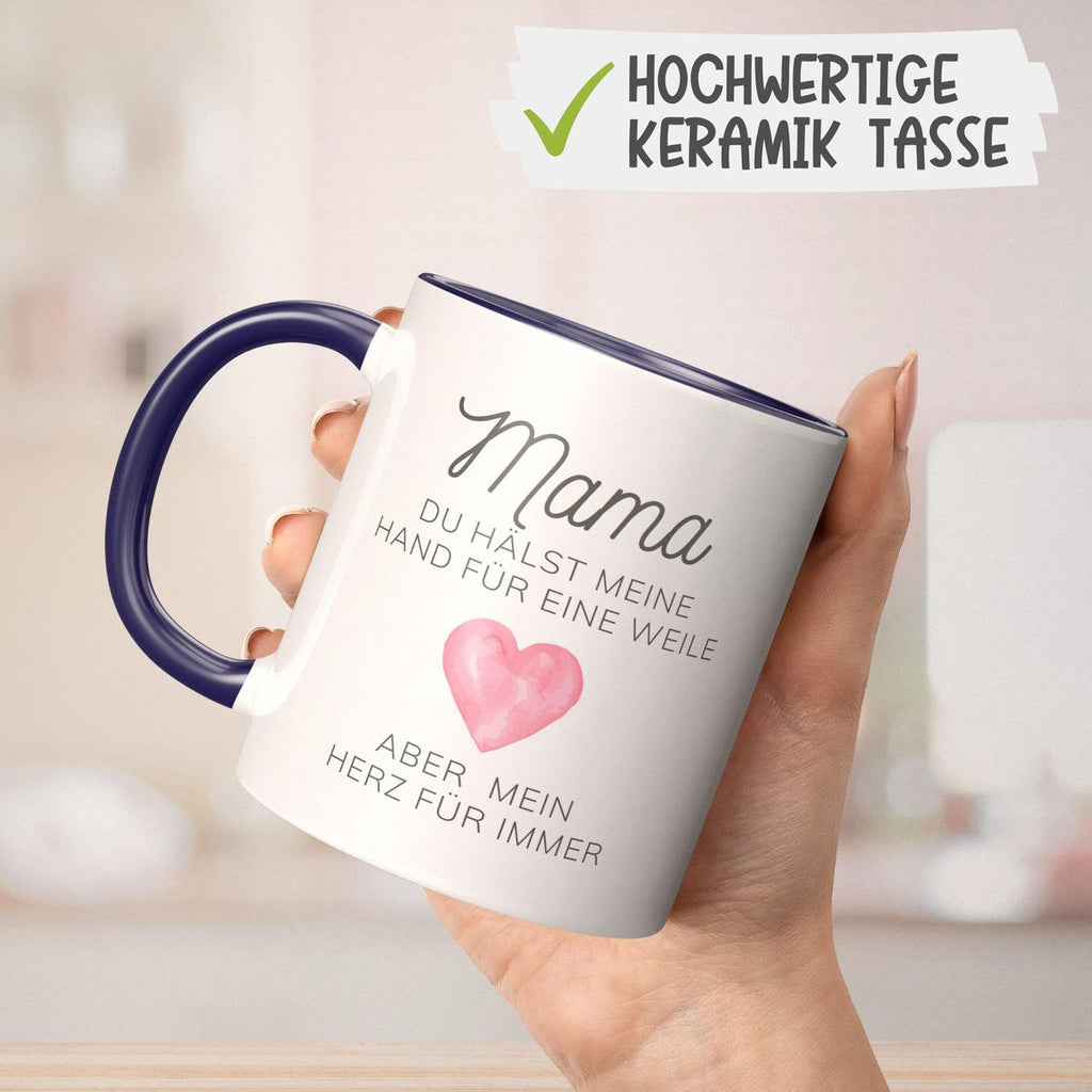 Keramik Tasse Mama, du hälst meine Hand für eine Weile, aber mein Herz für immer - von Mikalino