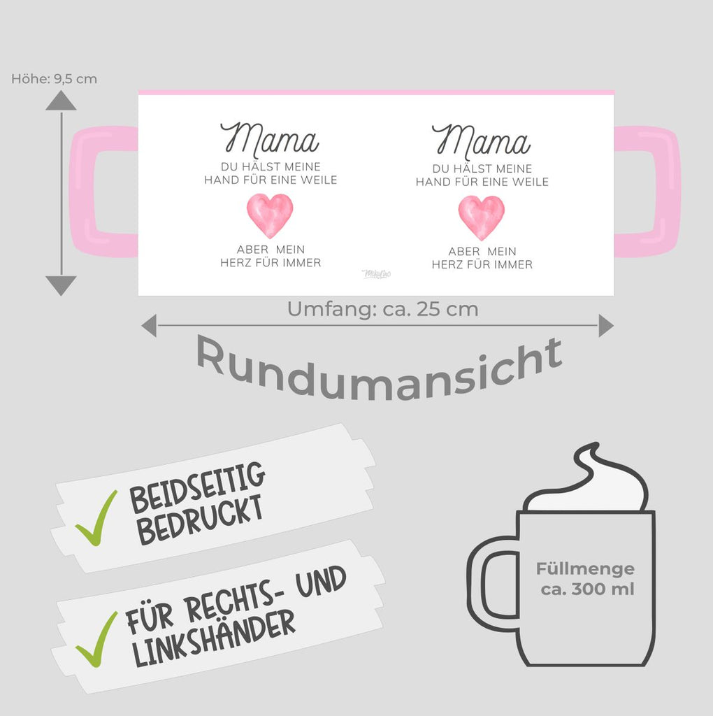 Keramik Tasse Mama, du hälst meine Hand für eine Weile, aber mein Herz für immer - von Mikalino