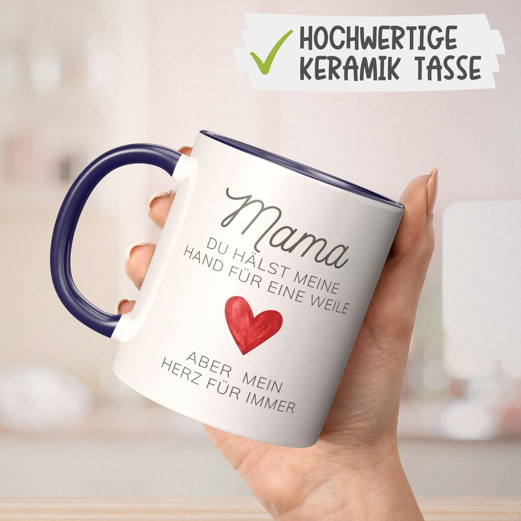 Keramik Tasse Mama, du hälst meine Hand für eine Weile, aber mein Herz für immer - von Mikalino