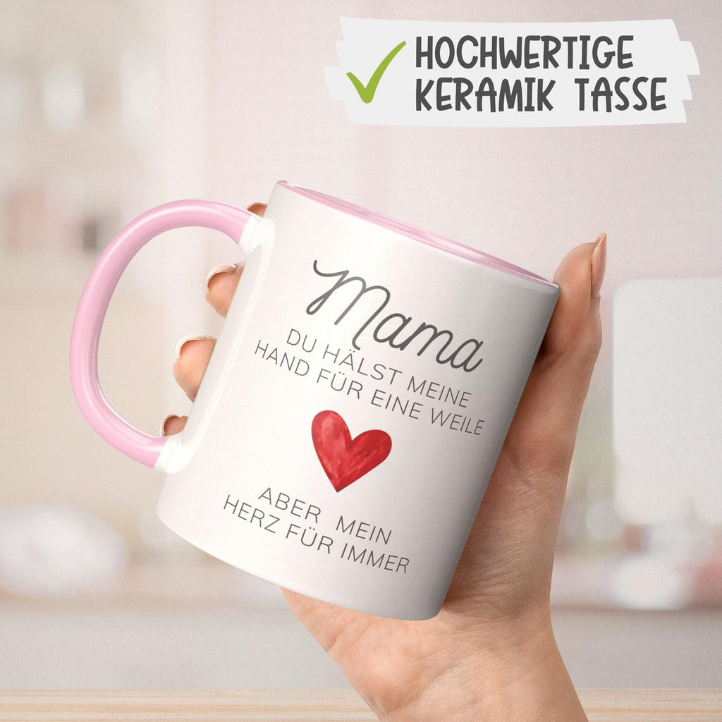 Keramik Tasse Mama, du hälst meine Hand für eine Weile, aber mein Herz für immer - von Mikalino