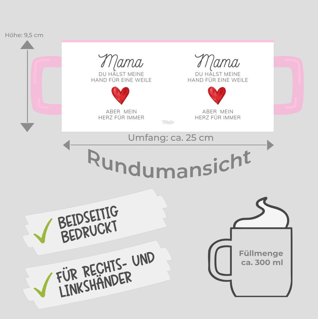 Keramik Tasse Mama, du hälst meine Hand für eine Weile, aber mein Herz für immer - von Mikalino