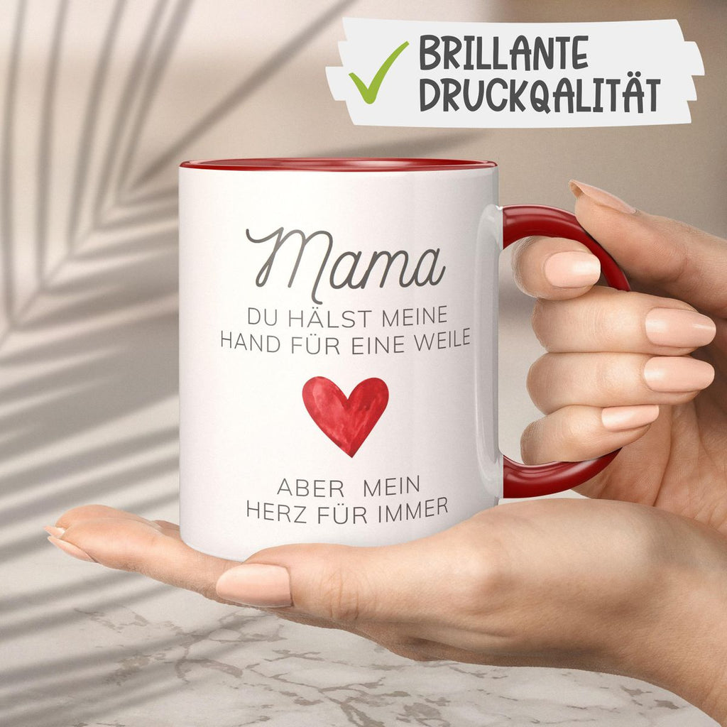 Keramik Tasse Mama, du hälst meine Hand für eine Weile, aber mein Herz für immer - von Mikalino