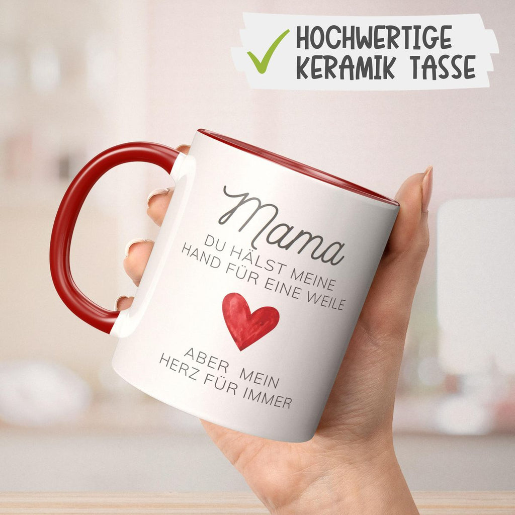 Keramik Tasse Mama, du hälst meine Hand für eine Weile, aber mein Herz für immer - von Mikalino