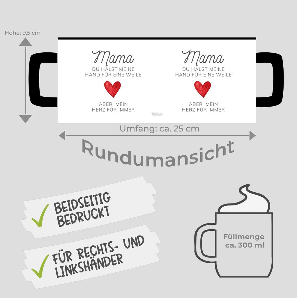 Keramik Tasse Mama, du hälst meine Hand für eine Weile, aber mein Herz für immer - von Mikalino